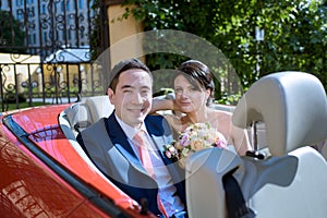 Beautiful wedding colorful bouquet and dress for bride