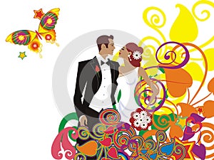 Beautiful wedding couple card