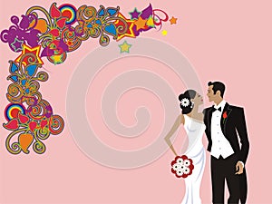 Beautiful wedding couple card