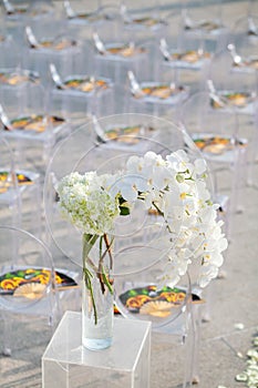 Beautiful wedding decorated on wedding setup.