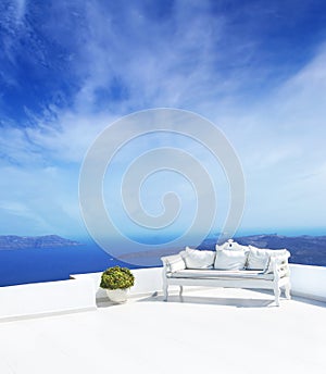 Beautiful wedding decoration on Santorini island