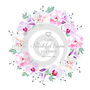 Beautiful wedding floral vector design round frame