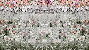 Beautiful wedding flower backdrop in wedding ceramony