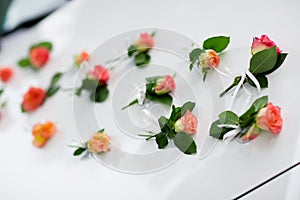 Beautiful wedding flowers car decoration