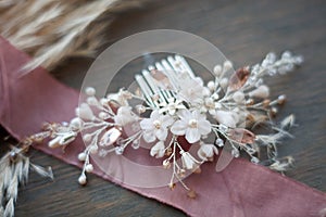 Beautiful wedding hair bow handmade.