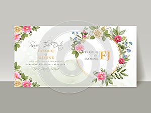 Beautiful wedding invitation card template floral design