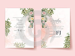 Beautiful wedding invitation card template floral design