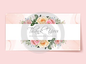 Beautiful wedding invitation card template floral design