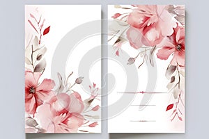 Beautiful wedding invitation cards template of watercolor flowers