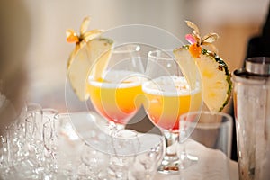 Beautiful wedding reception drinks detail