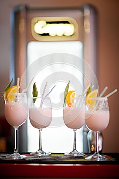 Beautiful wedding reception drinks detail