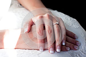 Beautiful wedding ring on bride photo