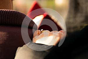 Beautiful wedding ring with henna traditional hand work