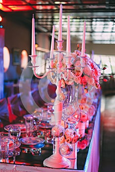 Beautiful wedding table set. Wedding reception concept