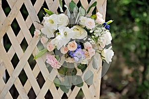 Beautiful wedding trellis decorated with flowers