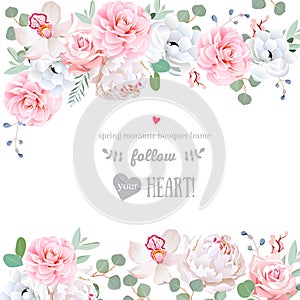 Beautiful wedding vector design frame with flowers