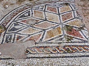 Beautiful and well preserved Mosaic from Roman times in Cesarea Israel