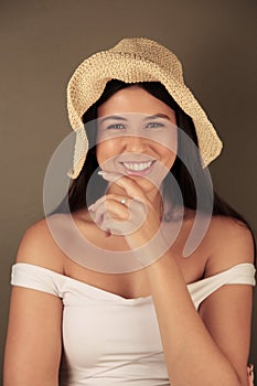 Beautiful Western girl looking at viewer