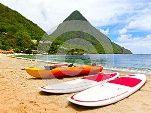 Beautiful white beach in Saint Lucia, Caribbean Islands