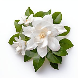 Beautiful White Botanical Magnolia Flower On White Background