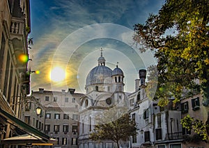 The beautiful white church in Venice in Italy