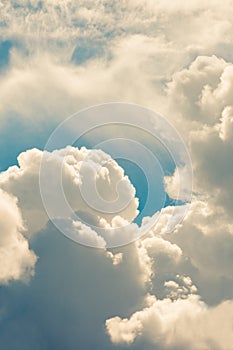 Beautiful white clouds on blue sky background