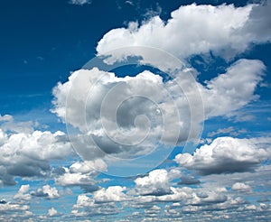 Beautiful white clouds in the clear blue sky, purity of nature