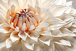 Beautiful white dahlia flower close-up macro photography