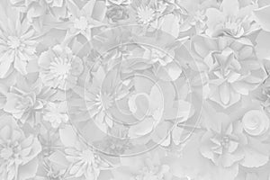 Beautiful white decoration artificial paper flowers background for backdrop.