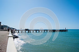 Beautiful white embankment on the Black Sea in Sochi, Loo