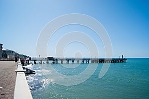 Beautiful white embankment on the Black Sea in Sochi, Loo.