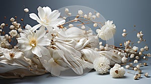 Beautiful white flowers arranged in an intriguing composition.