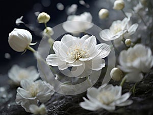 Beautiful white flowers on dark background