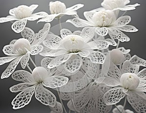 Beautiful white flowers on a gray background.