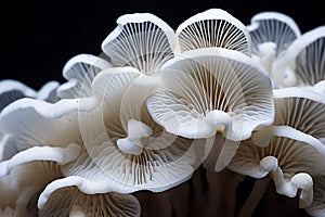 Beautiful white forest mushrooms - Mucidula mucida, Oudemansiella mucida, commonly known as porcelain fungus