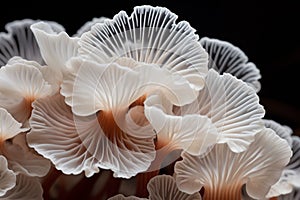 Beautiful white forest mushrooms - Mucidula mucida, Oudemansiella mucida, commonly known as porcelain fungus