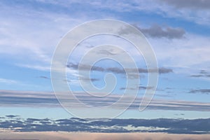 Beautiful white and grey clouds and cloud formations on a deep blue sky