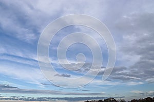 Beautiful white and grey clouds and cloud formations on a deep blue sky