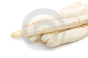 Beautiful white jumbo asparagus close up shoot