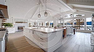 Beautiful white kitchen in new luxury home. Generative Ai