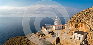 The lighthouse of Cabo Tinoso near Cartagena photographed from the air. photo
