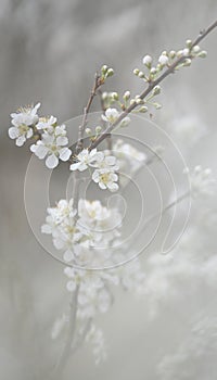 Beautiful white plum blossoms in winter photo