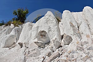 Beautiful white rocks at chalk open-cast, Ukraine