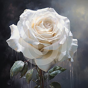 Beautiful white rose on a dark background