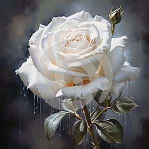 Beautiful white rose on a dark background