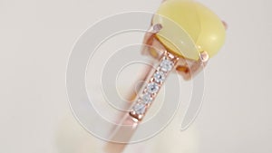 Beautiful white rose yellow stone ring with stones