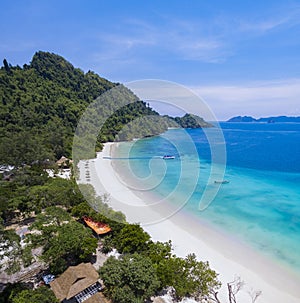 Beautiful white sand beach of nyaung oo phee island andaman sea