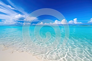 Beautiful white sand beach and turquoise water. Holiday summer beach background