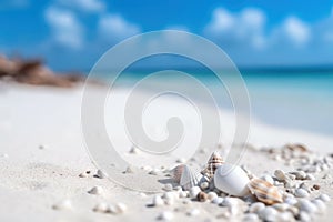 Beautiful white sand beach and turquoise water. Holiday summer beach background