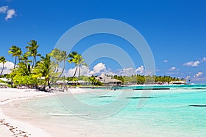 Beautiful white sandy beach in Cap Cana, Dominican Republic photo